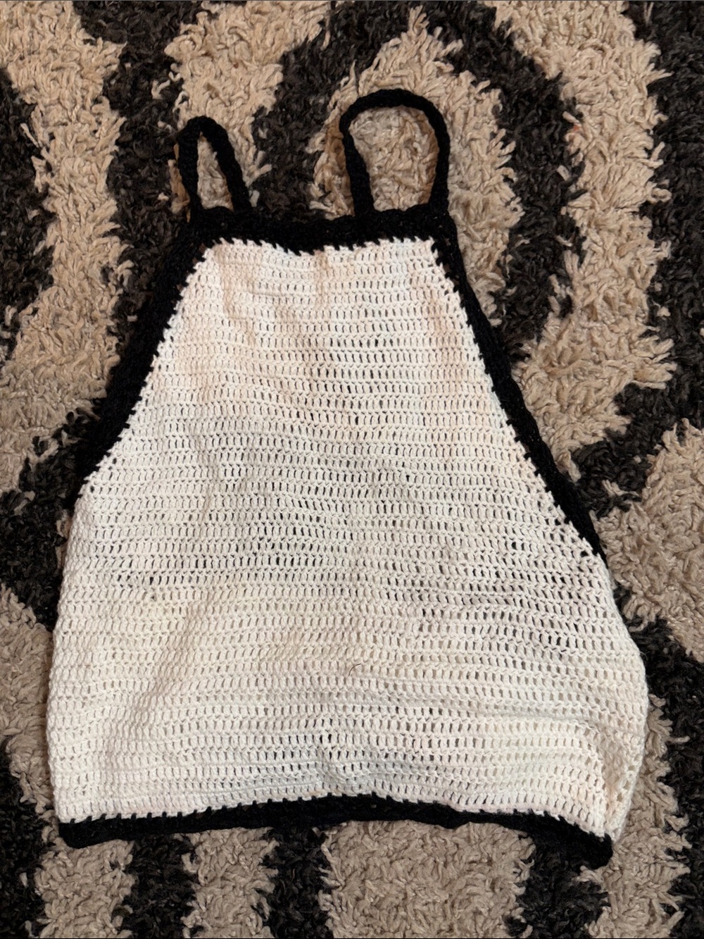 3/$20 Charlotte Russe Crochet Tank Top- White Black Trim - Daydreamer size SMALL